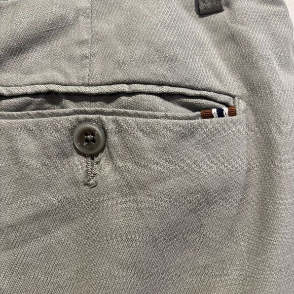 Zanella Linen Blend The Noah Grey Static Plaid Flat Front Stretch Pants Size 36 - Picture 14 of 16